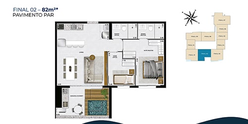 Planta Final 02 - 82 m2 - Pavimento Par