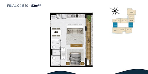 Planta Final 04 e 10 - 52 m2